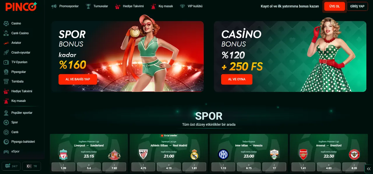 Pinco'da giriş güvenliği