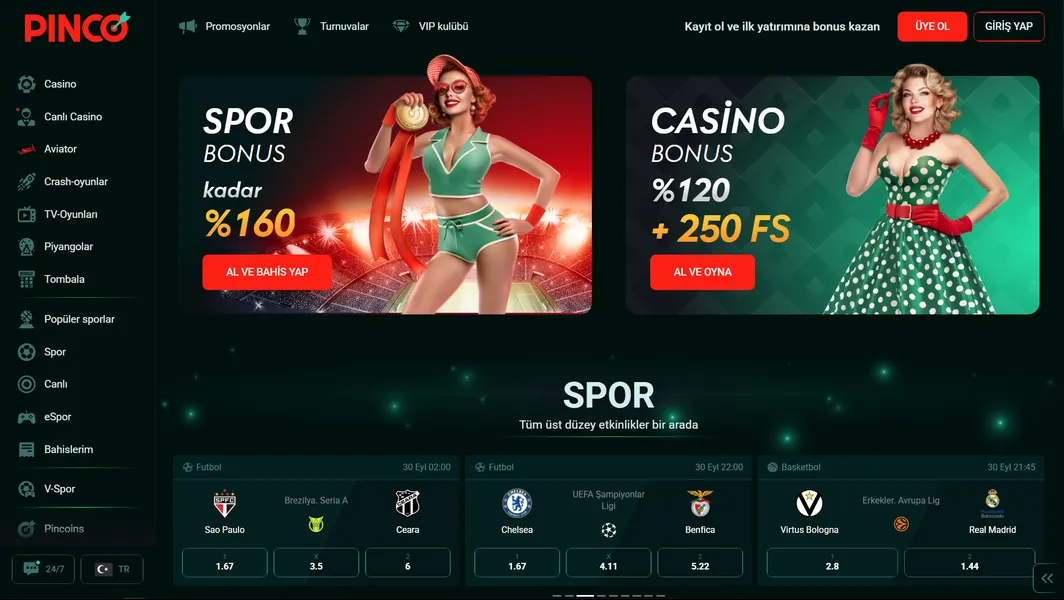 Pinco Casino mobil uygulamasındaki promosyonlar