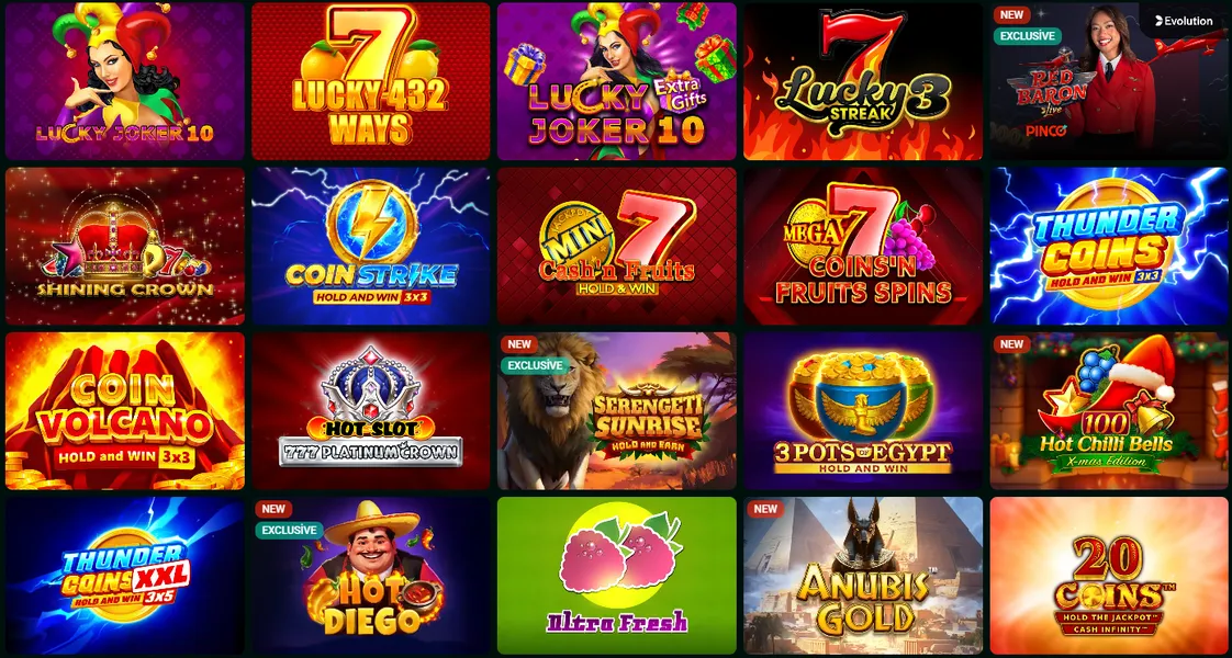 Pinco'da sunulan eğlence türleri